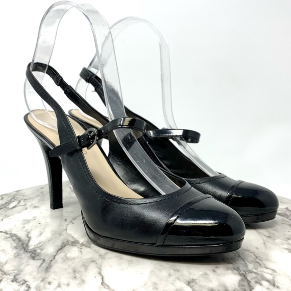 Franco Sarto Shoes - Franco Sarto Dazzle Mary Jane Slingback Cap Toe Pumps 9 Retro Pinup Academia